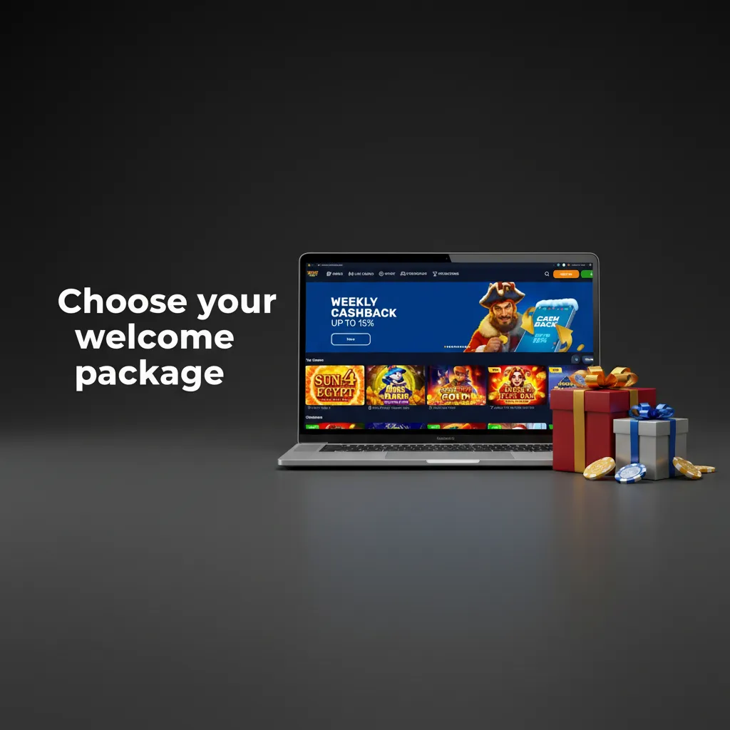 Choose your welcome package: 100%+100 FS (€20), 150%+125 FS (€50), 200%+150 FS (€150); 35x wagering, 7 days.