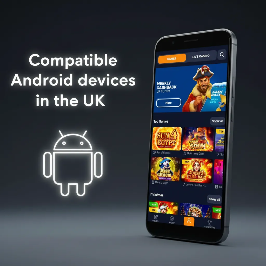 Compatible Android devices in the UK, including Galaxy S23/S22, A54/A34, Pixel 8/7/7a, OnePlus 11, Redmi Note 12.