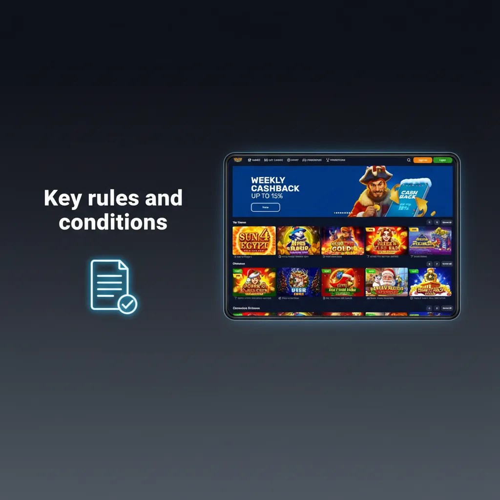 Key rules and conditions: 18+ eligibility, one account, KYC before withdrawals, bonus wagering terms, no abusive betting.