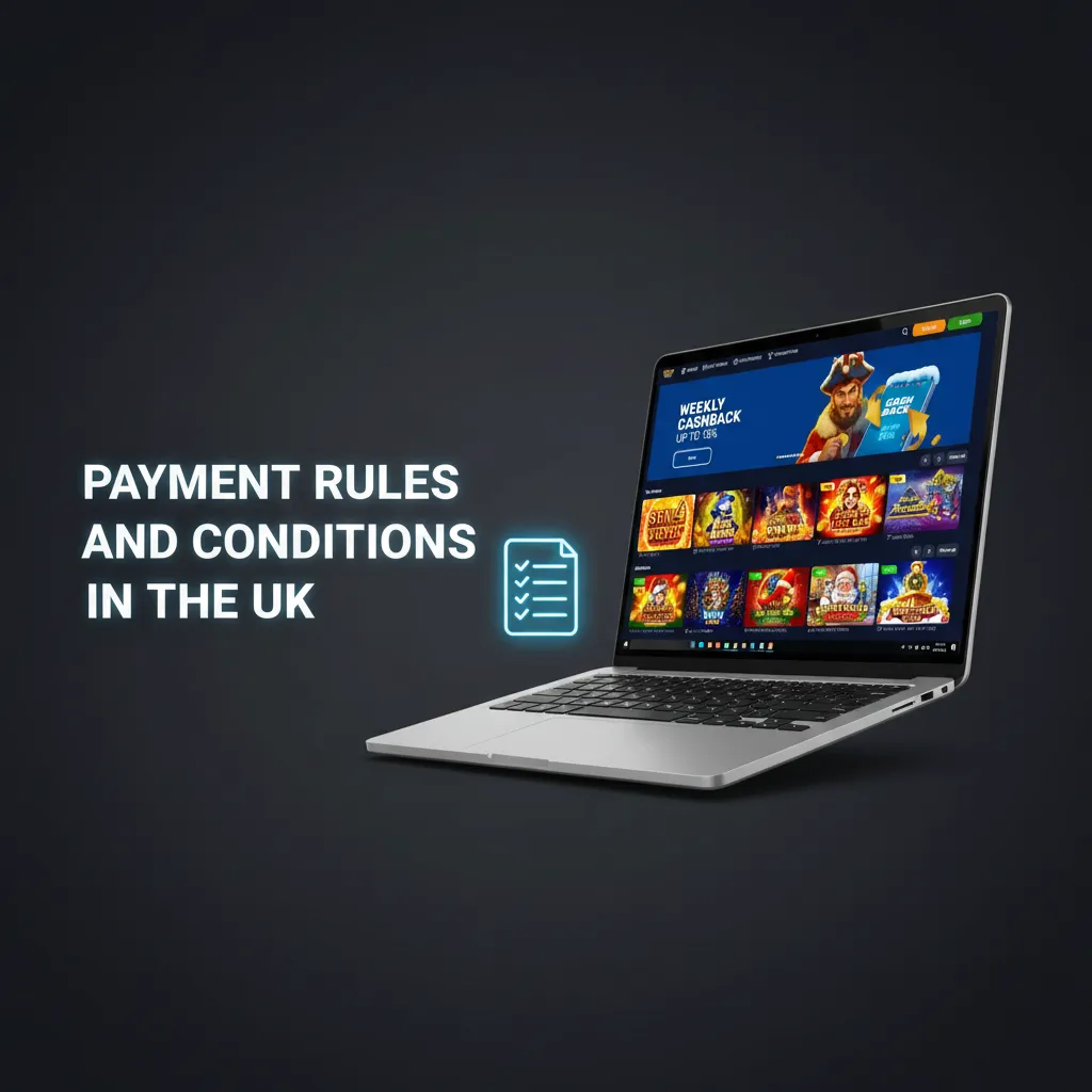 UK payment rules infographic: debit cards only, method must match, same-route withdrawals, ID checks, bonus wagering.