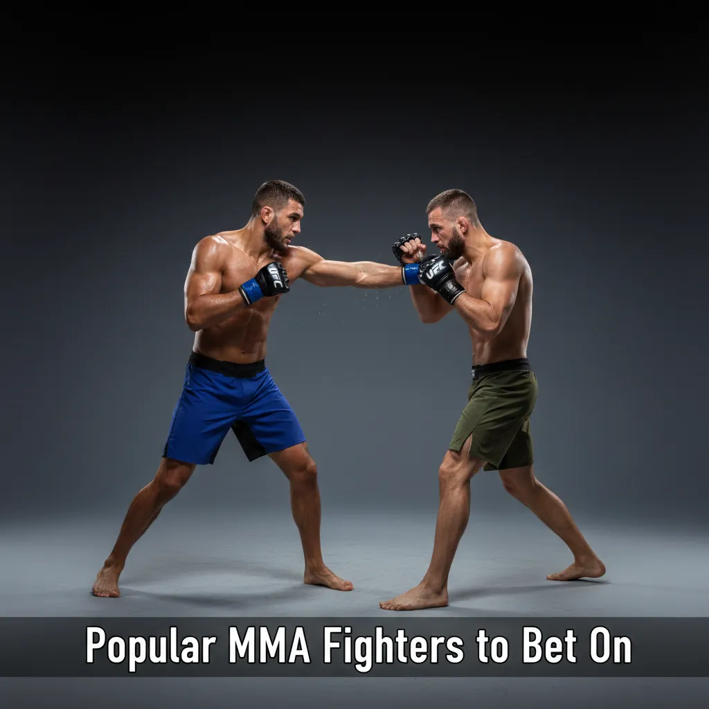 Graphic listing popular MMA fighters to bet on: Makhachev, Pereira, Aspinall, Edwards, O'Malley, Shevchenko, Zhang.