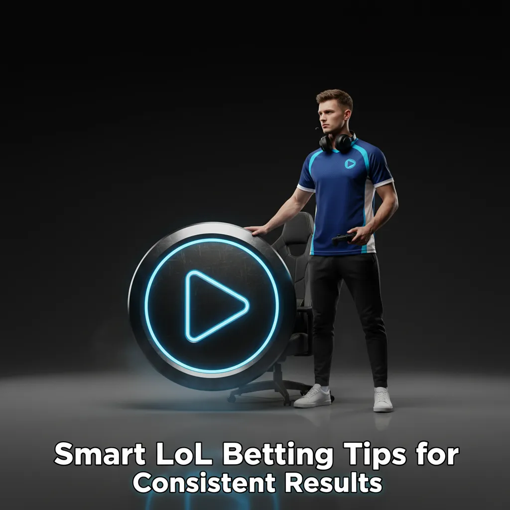 Infographic: Smart LoL Betting Tips—bankroll 1–3%, form, roster, patches, draft/side, objectives, odds shopping, records.