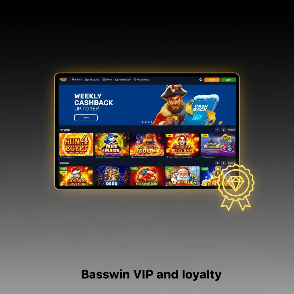 Basswin VIP loyalty tiers with points, weekly cashback, higher limits, faster withdrawals, and a dedicated manager (UK).