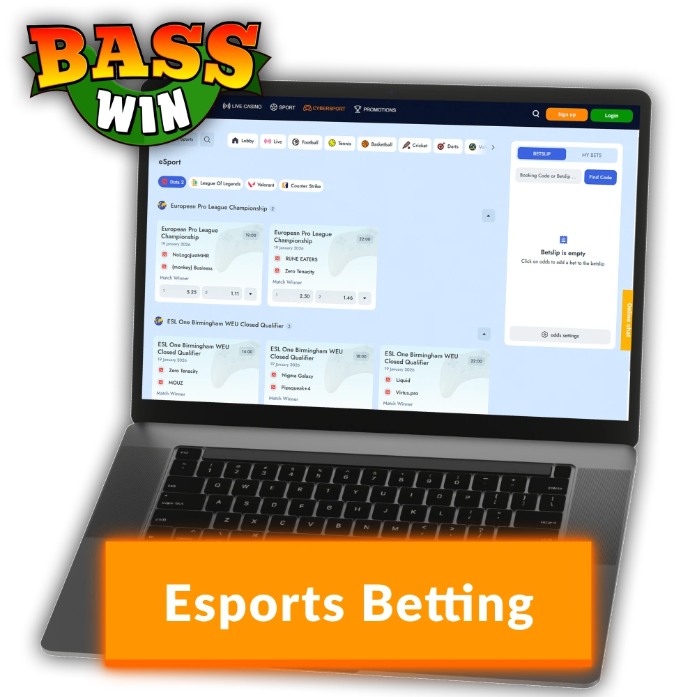 Explore the Basswin Esports world and bet on top tournaments.