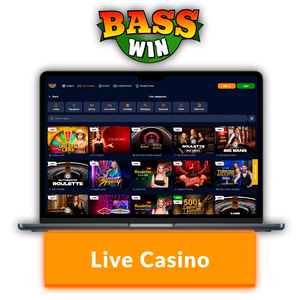 Join the Basswin Live Casino for a real-time gambling atmosphere.