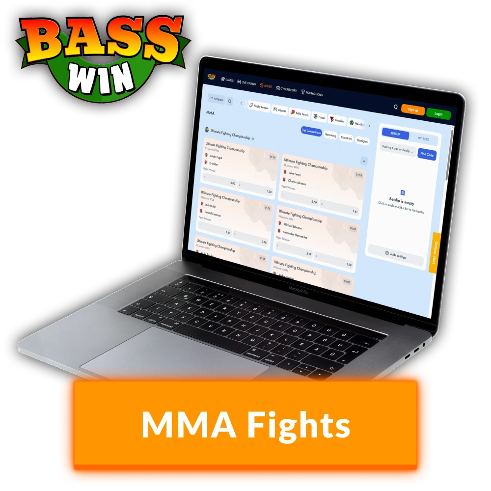 Bet on exciting MMA fights and win rewards at Basswin.