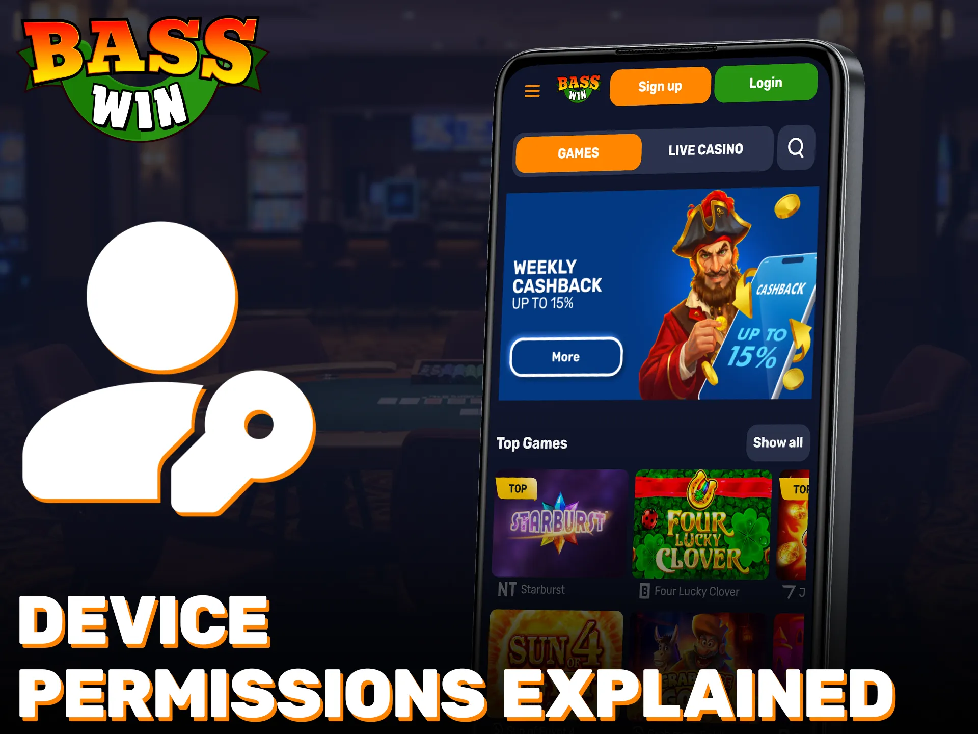 Check device permissions explained for the official Basswin app setup in UK.
