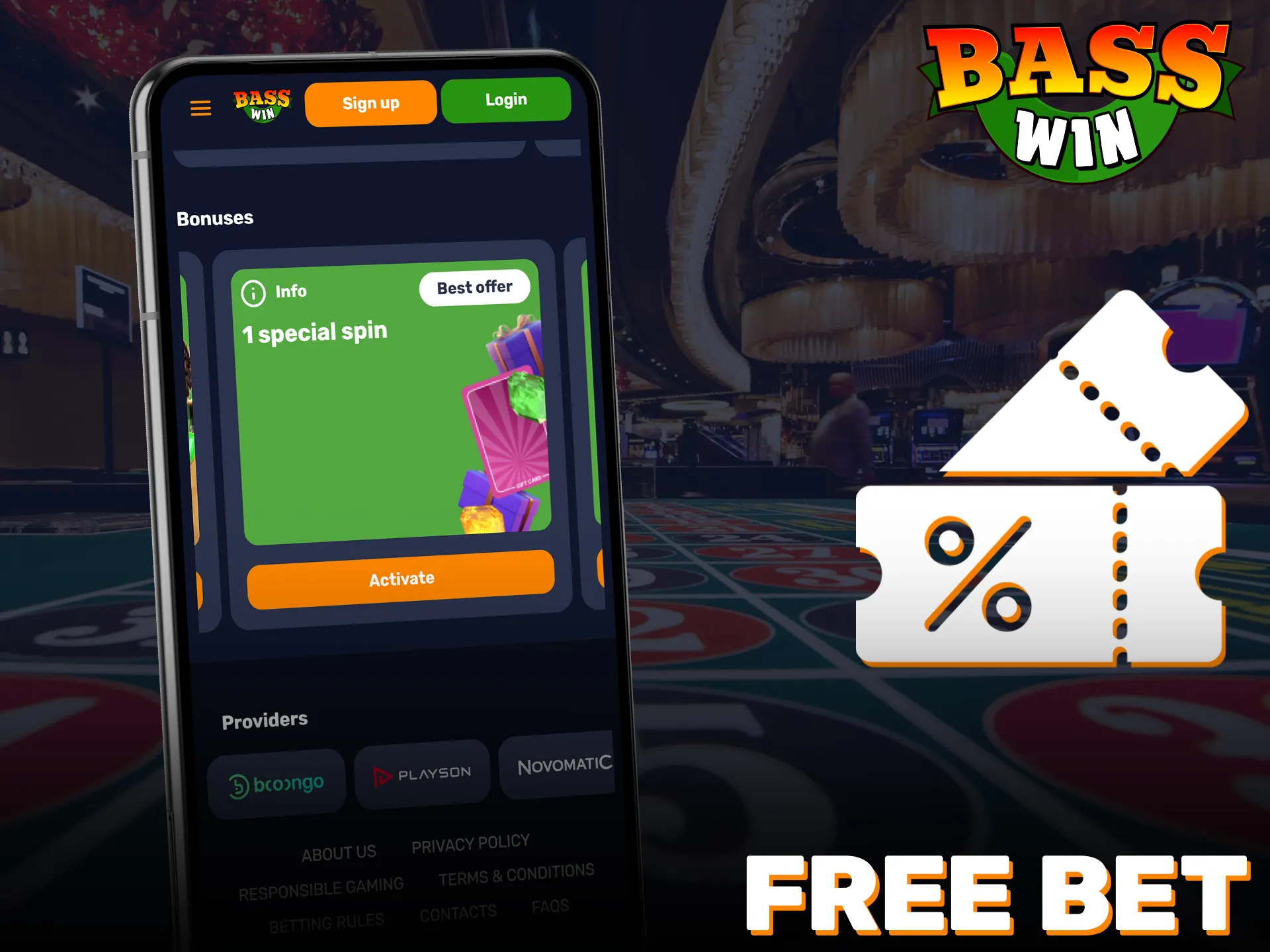 Use a free bet on your favorite sports via Basswin app.