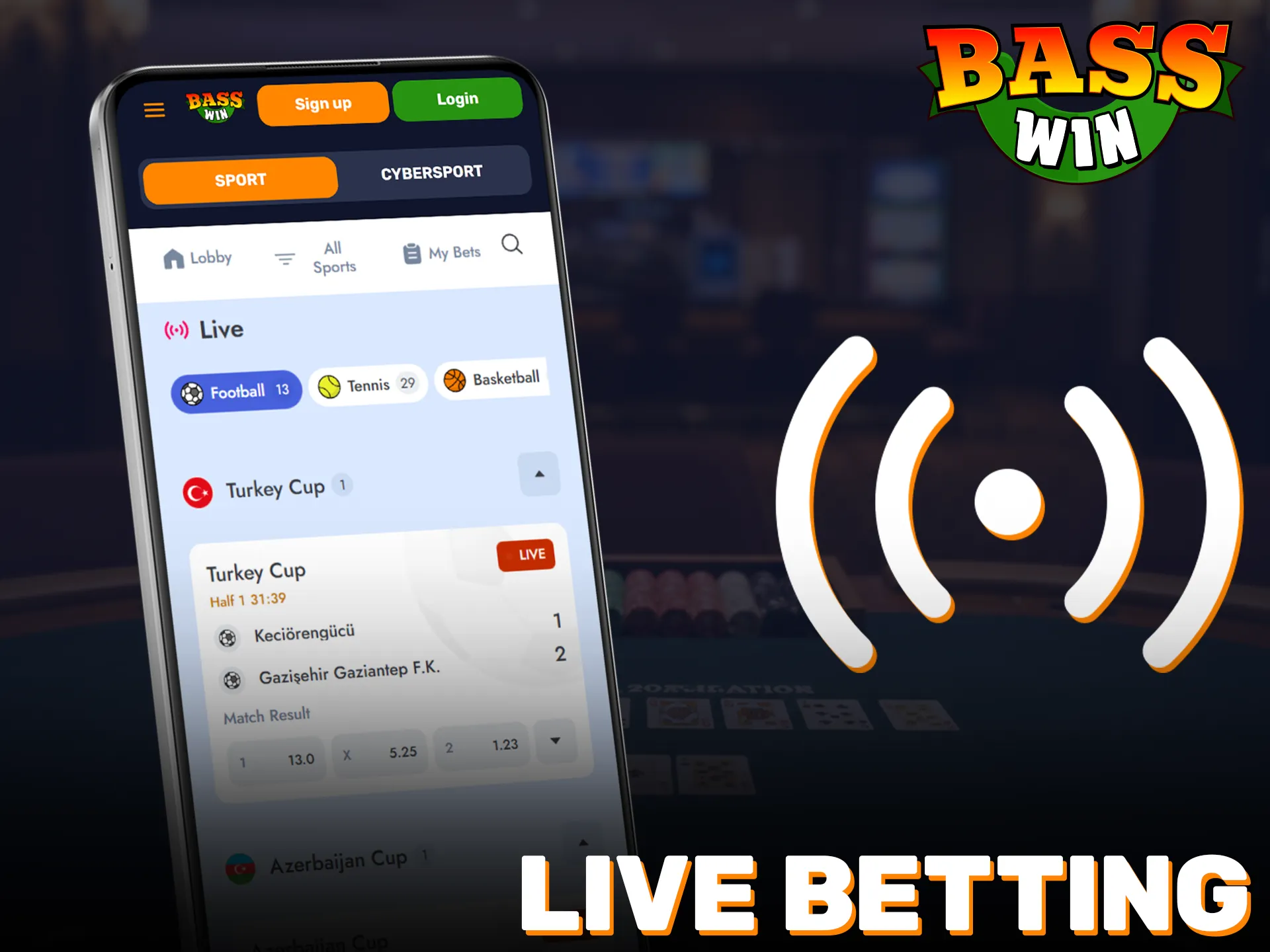Try live betting features in the Basswin app for real-time action.