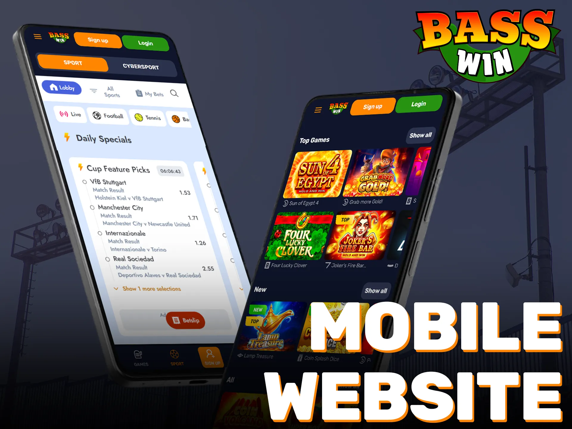 Use the mobile website for on-the-go betting without any Basswin downloads.
