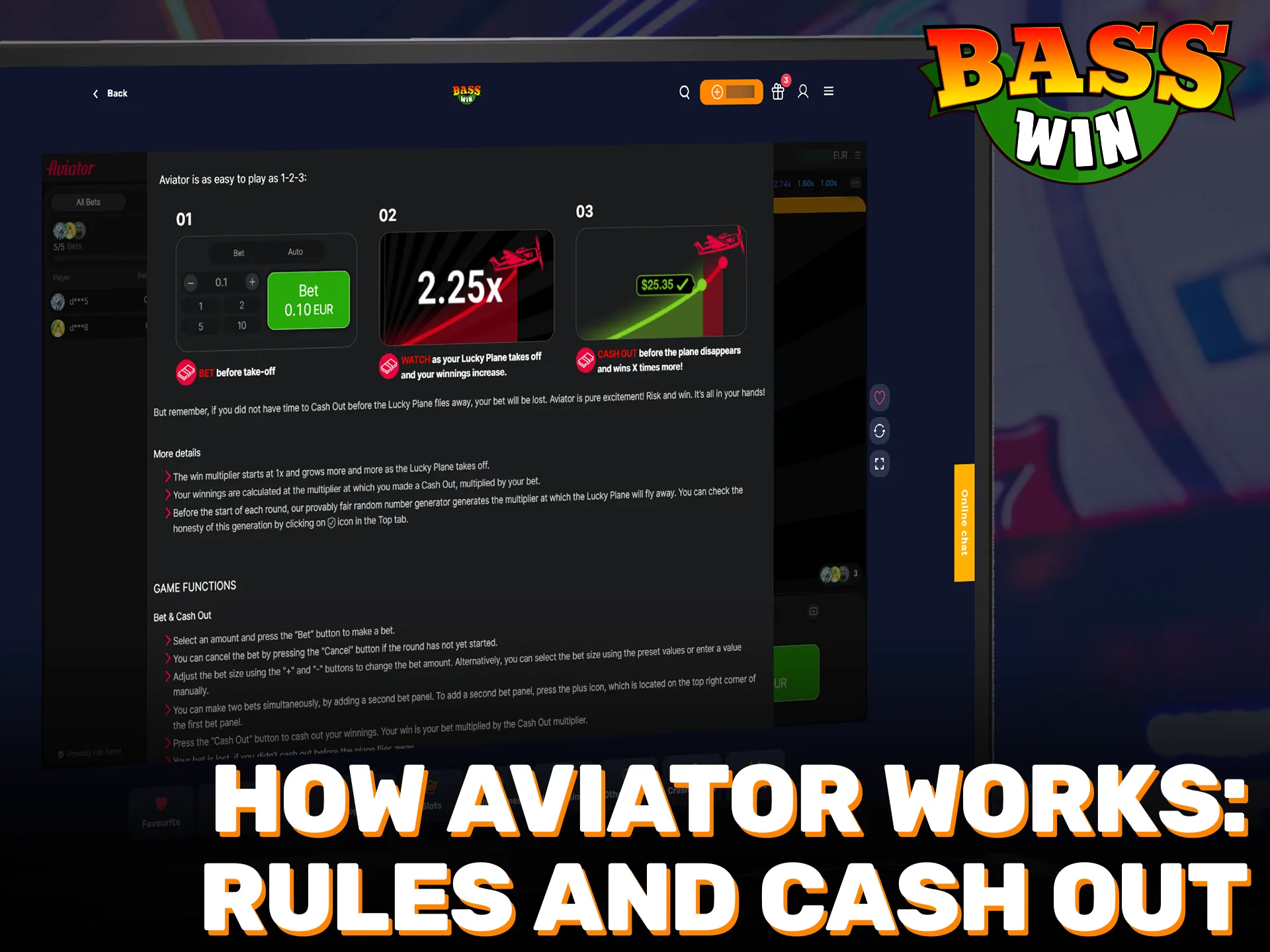 Learn Aviator rules at Basswin and master the cash out feature.