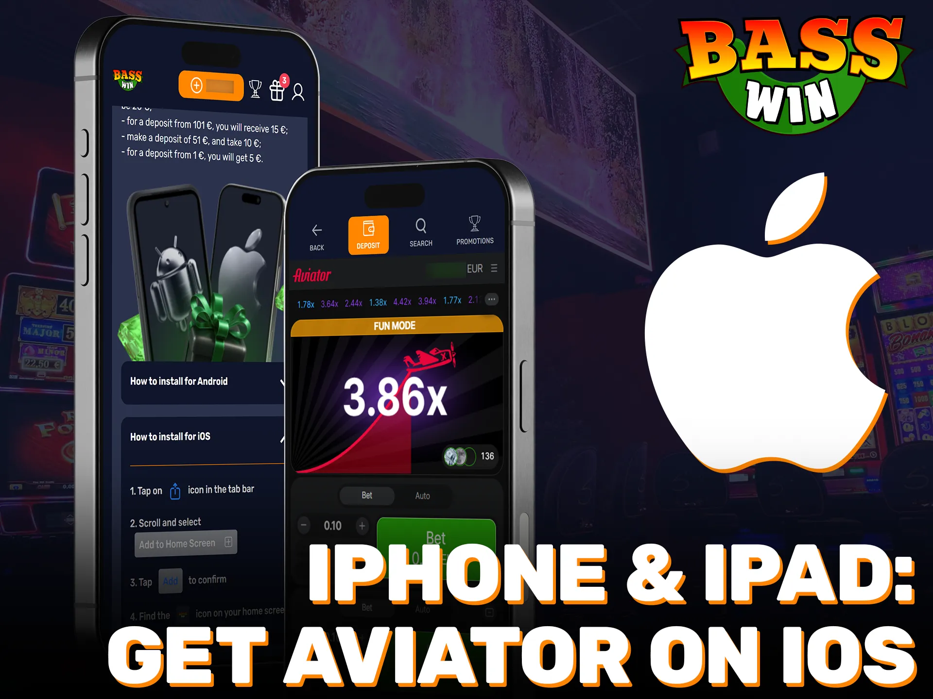 Get the Basswin mobile app to experience Aviator on iOS devices.