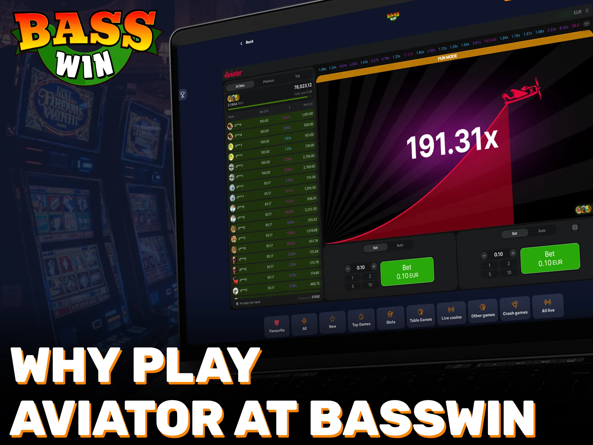 Play the Aviator crash game at Basswin for a premium experience.