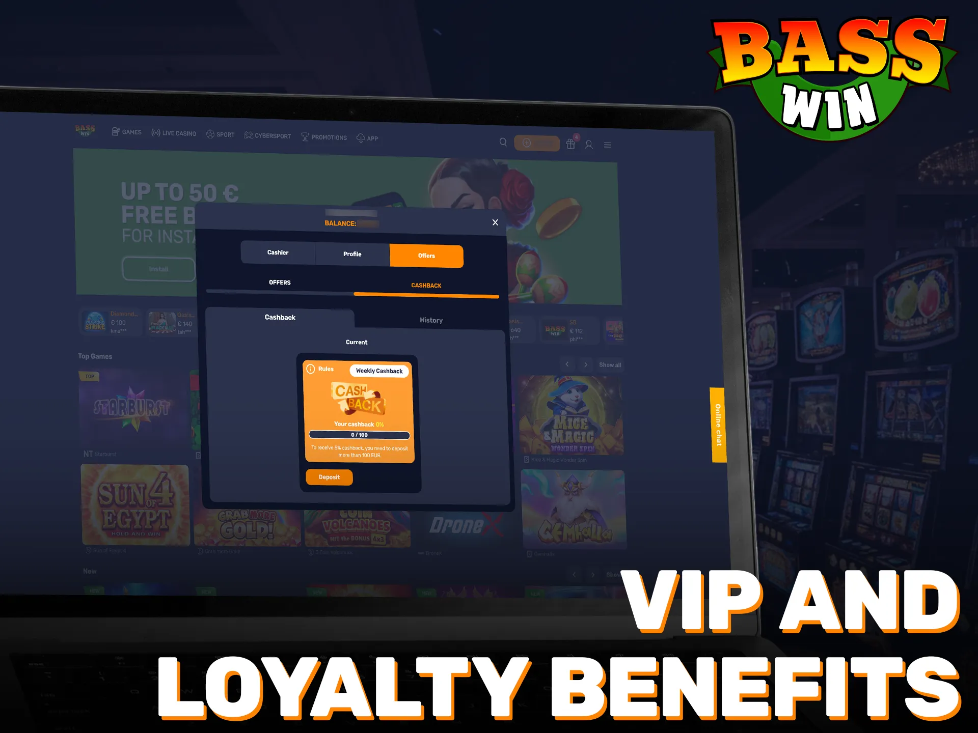 Join the exclusive loyalty club on the Basswin bonuses page.
