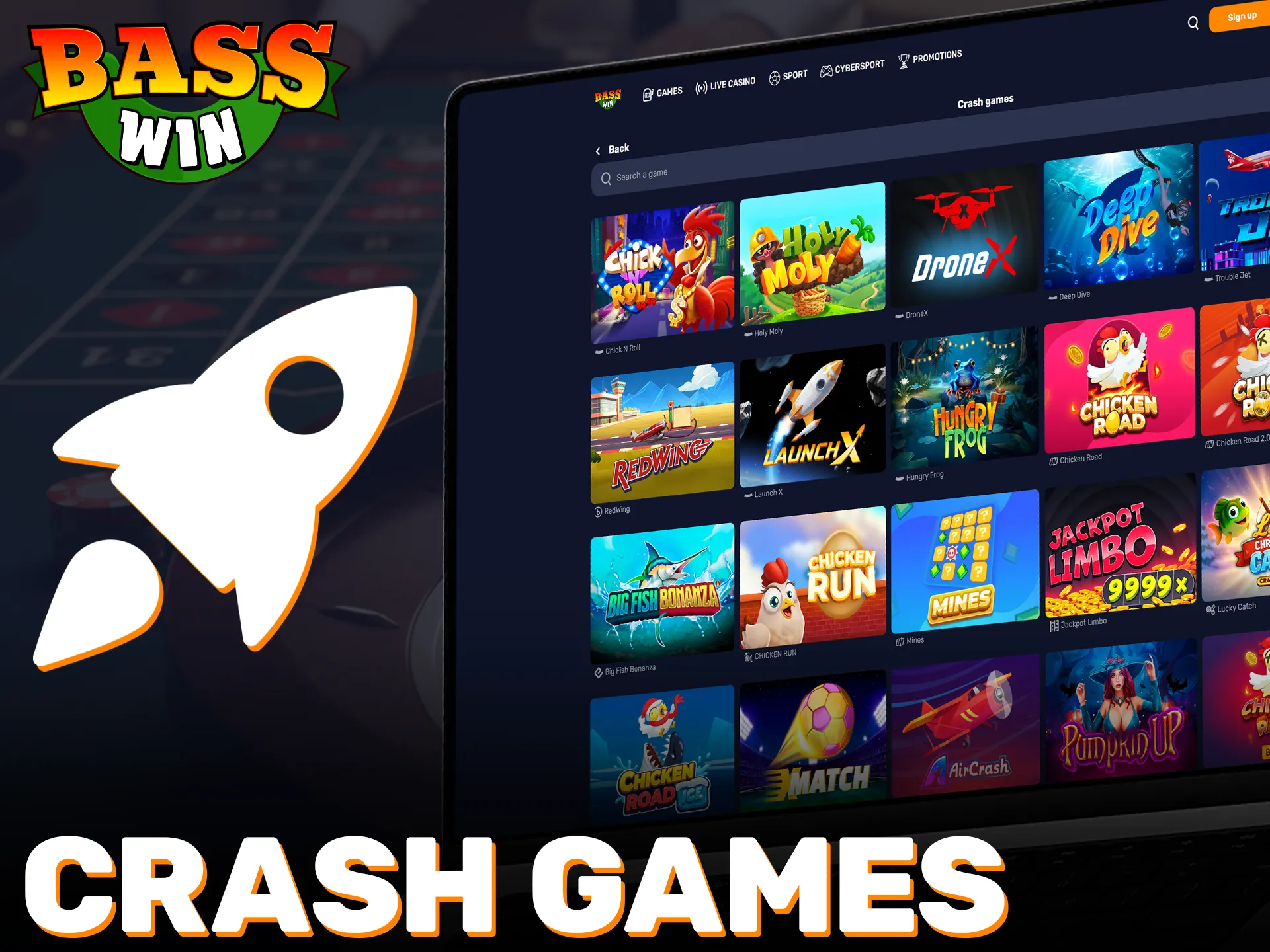 Start playing dynamic casino crash games for instant thrills at Basswin.