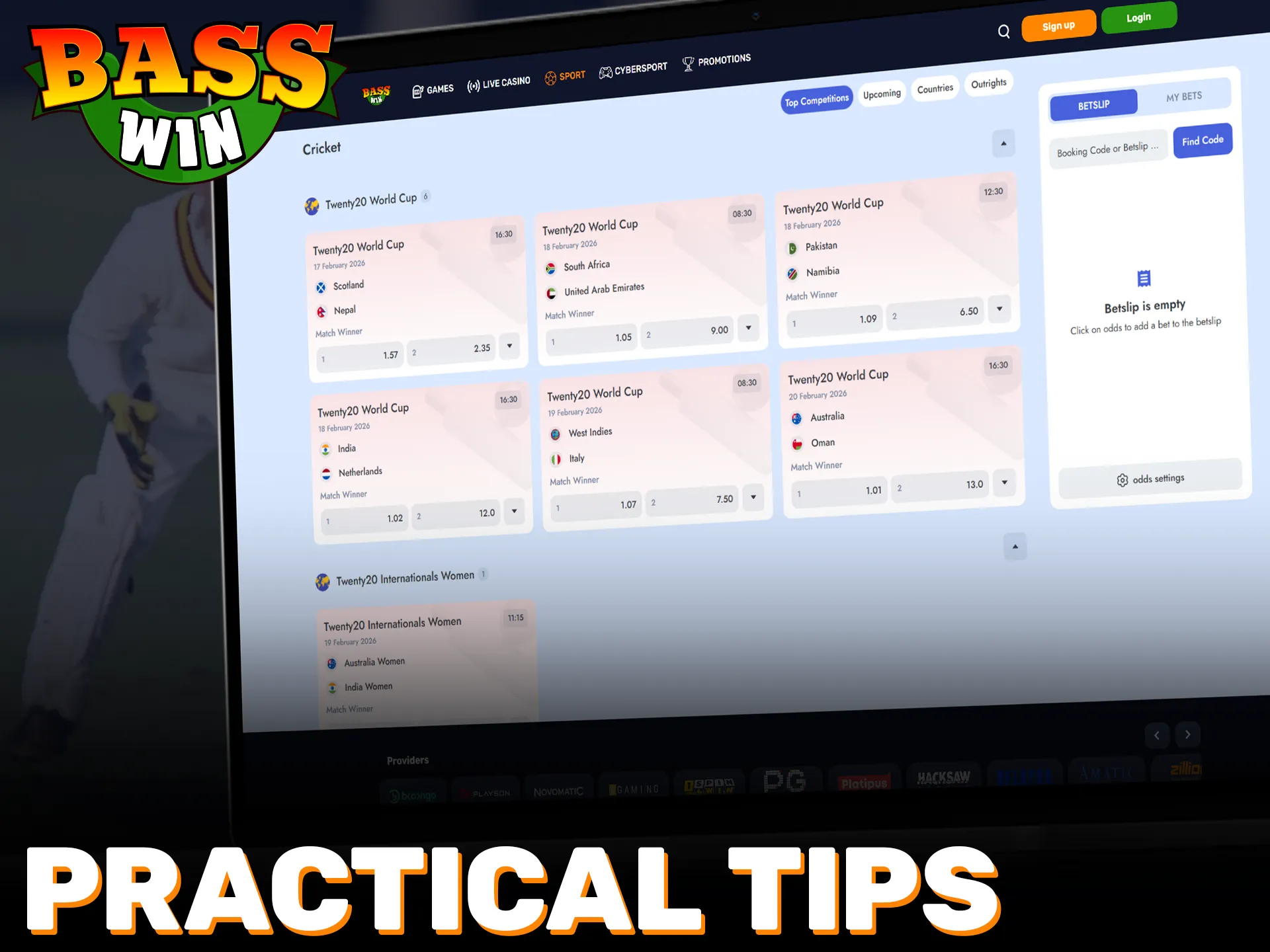 Follow practical tips for cricket betting to succeed at Basswin.