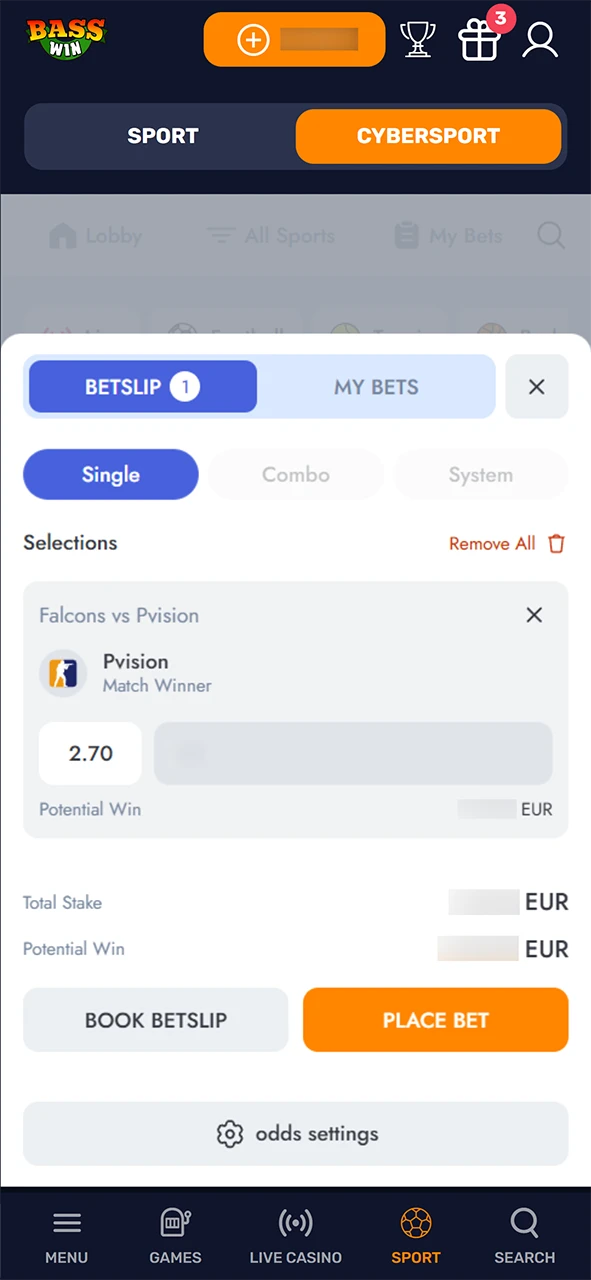 Select an exciting CS2 match from the Basswin esports lineup.