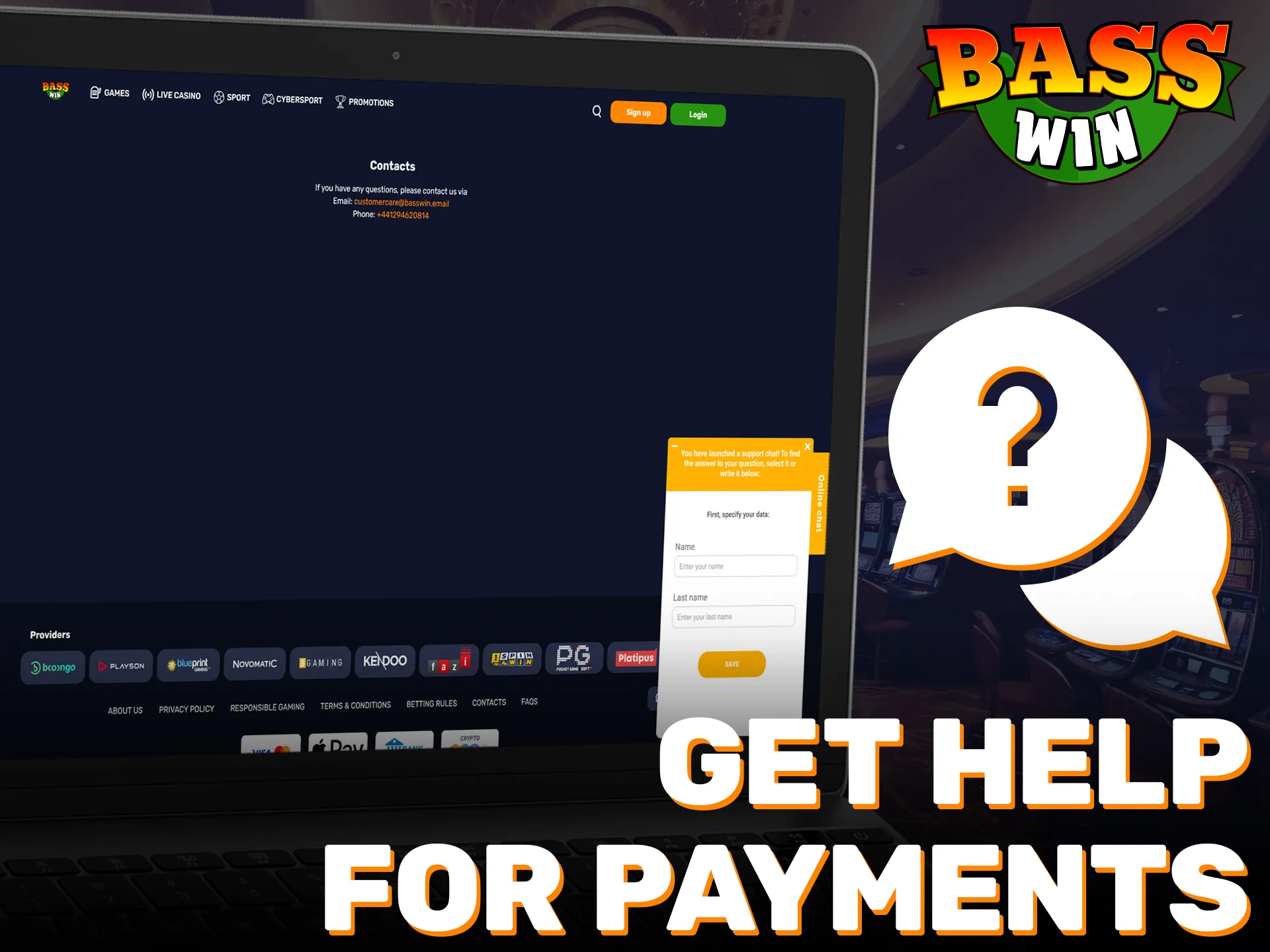 Reach out to the Official support team for Basswin deposit assistance.