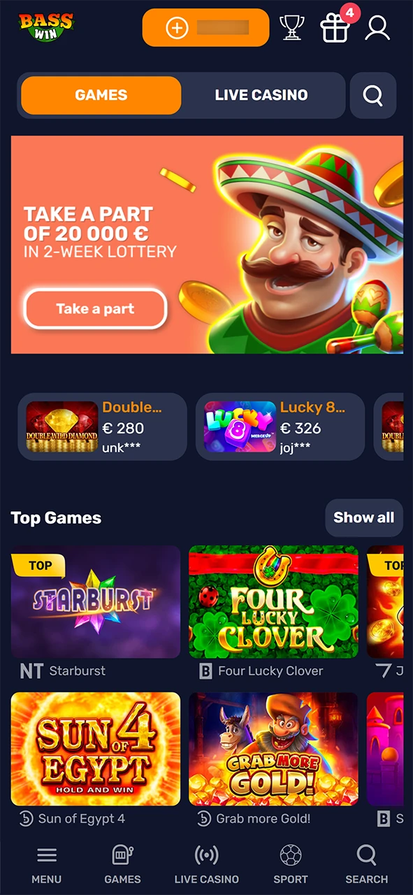 Verify your updated deposit balance and start playing at Basswin.