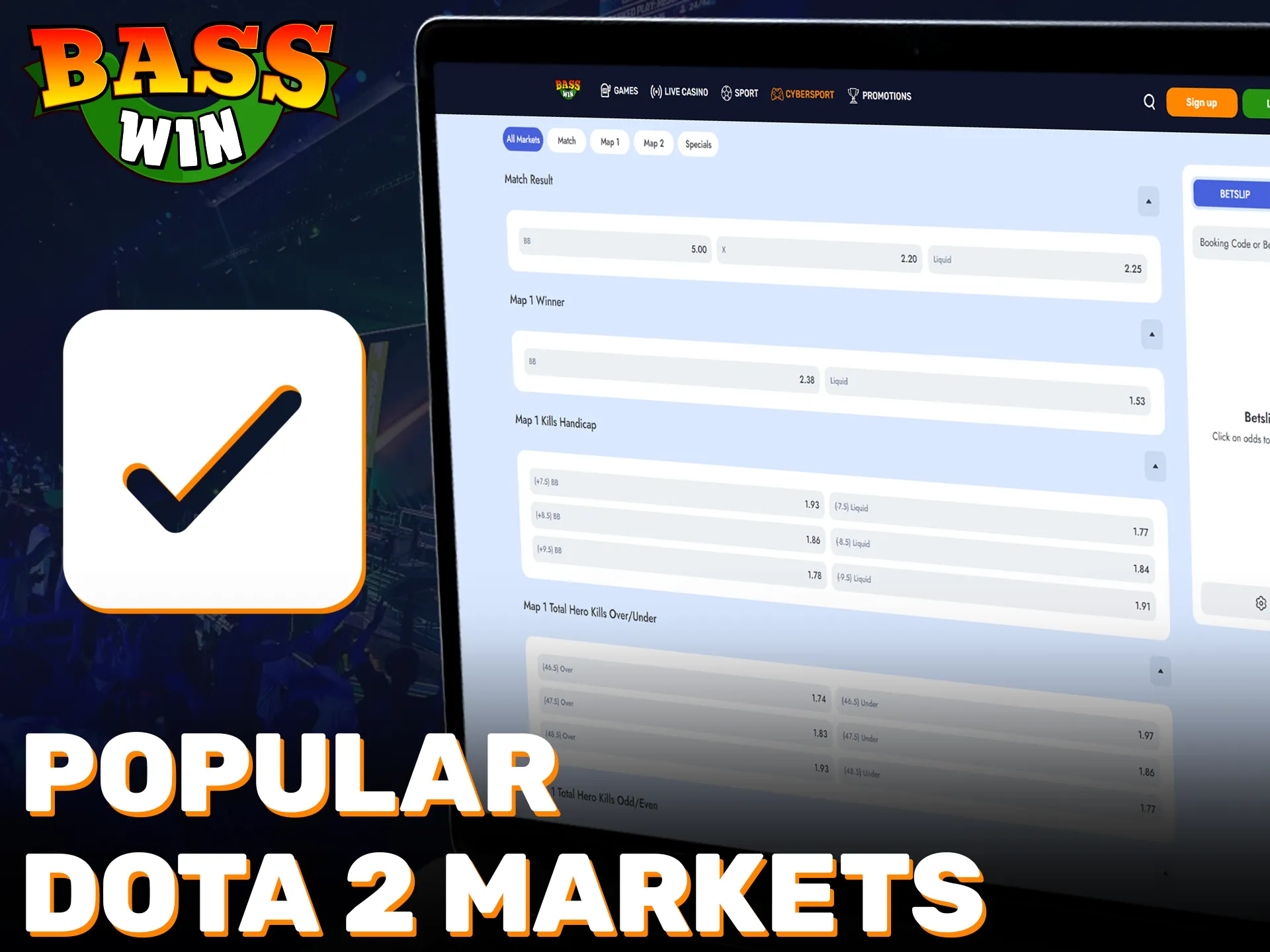 Explore the most popular Dota 2 betting markets at Basswin Official.
