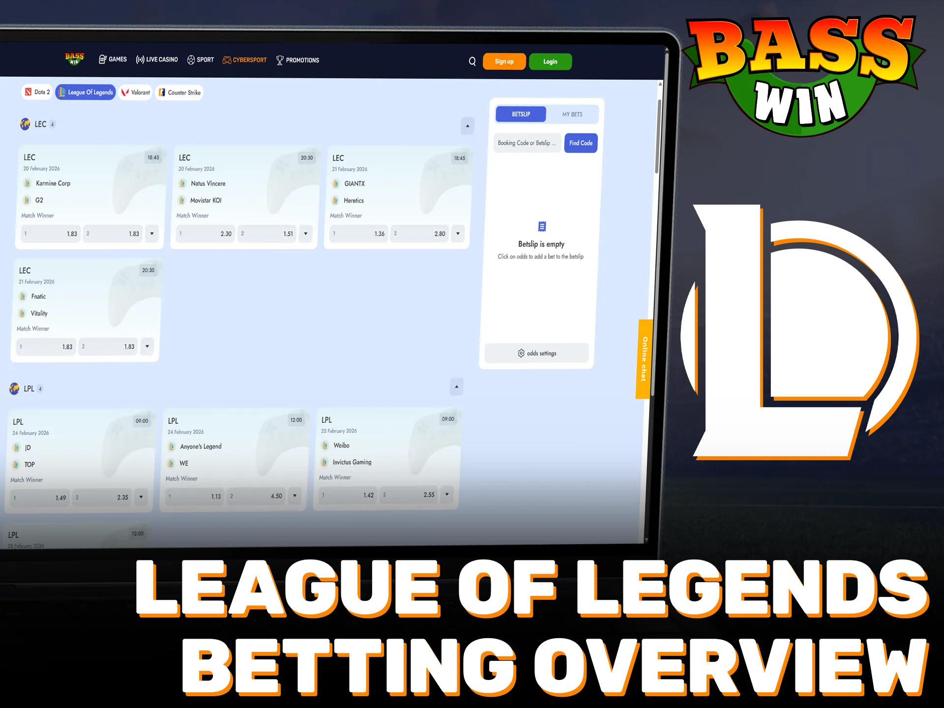 Check the Basswin League of Legends overview and start playing.