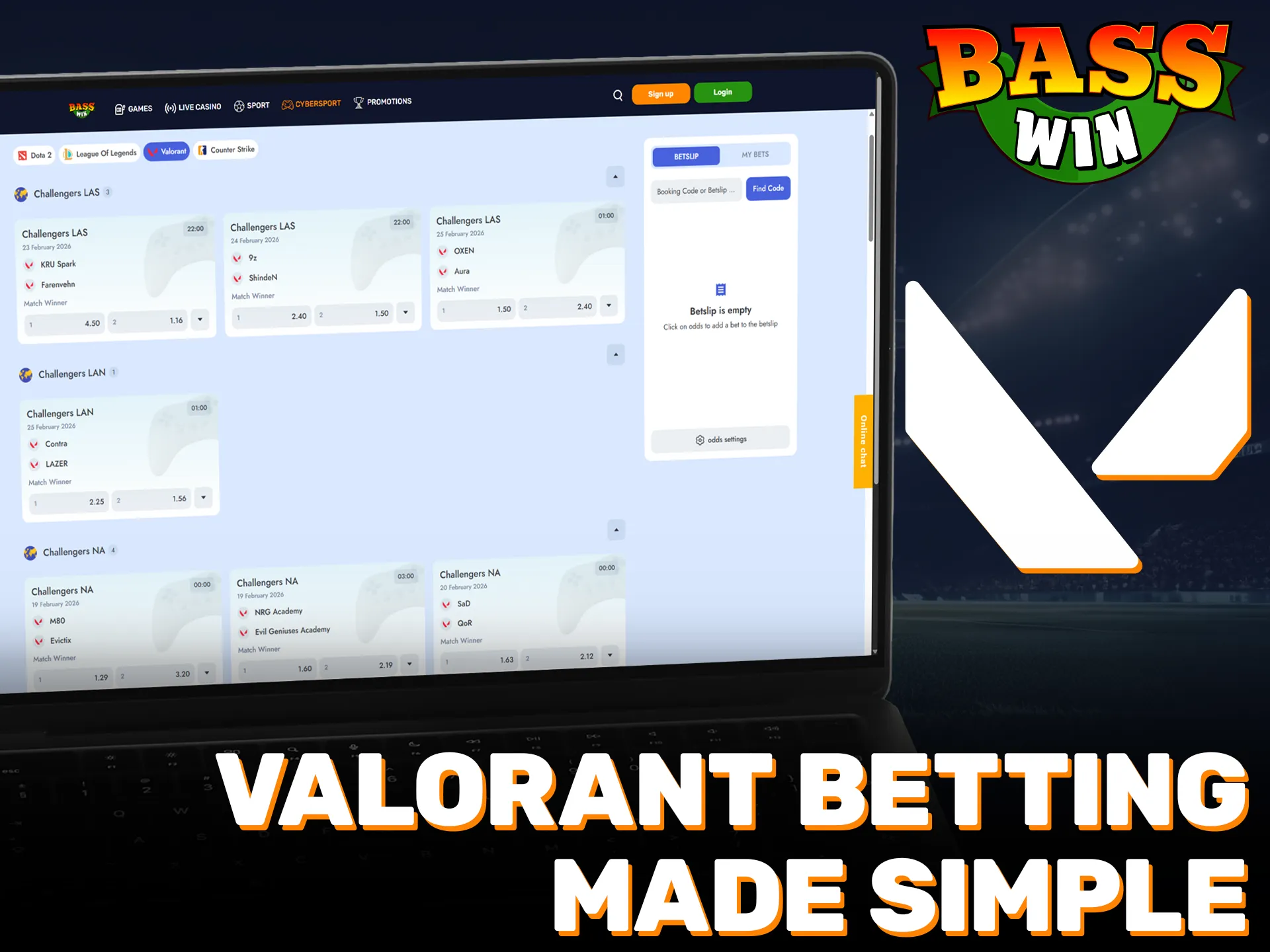 Make Valorant betting simple by joining the Basswin community.
