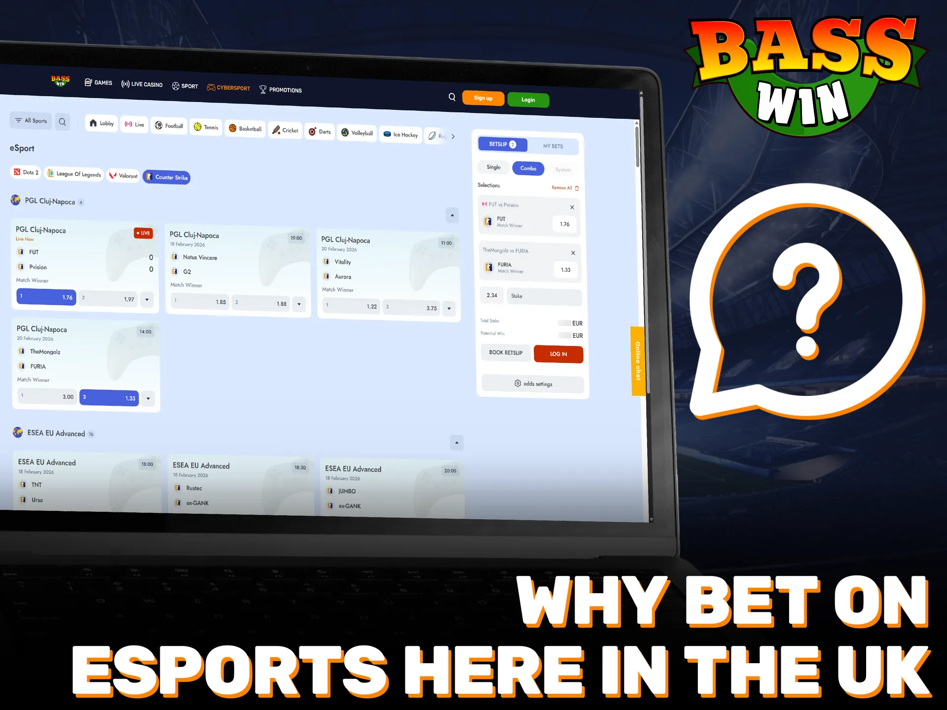 Choose Basswin for the best esports betting experience in the UK.