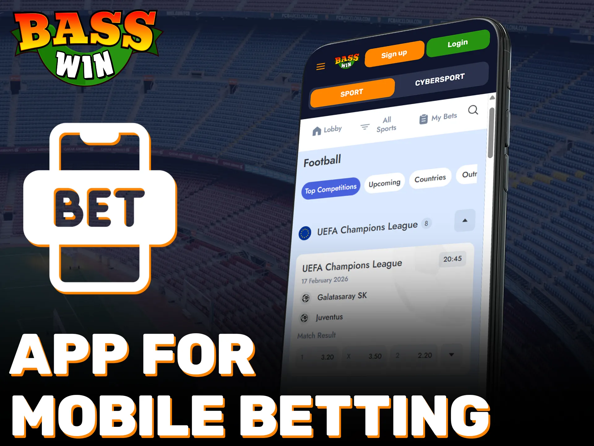 Download the Basswin football app to start mobile betting today.