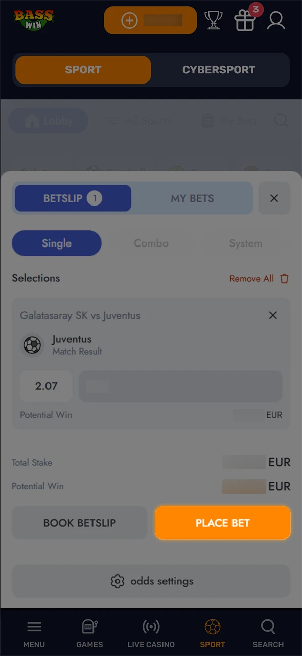 Place your football bet at Basswin and enjoy the game.