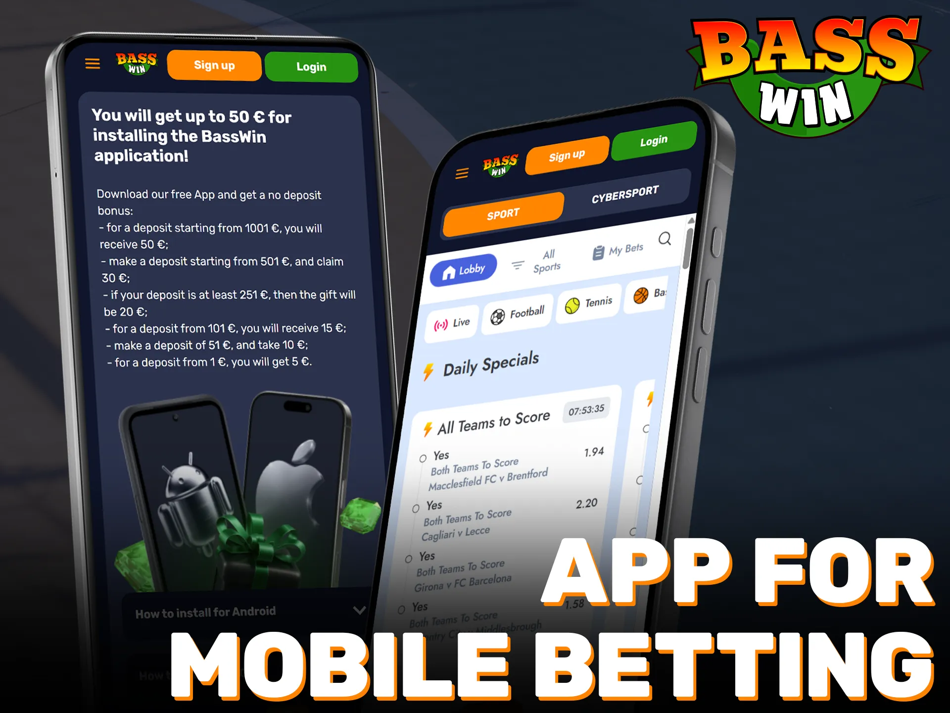 Download the Official Basswin app for the best mobile betting.