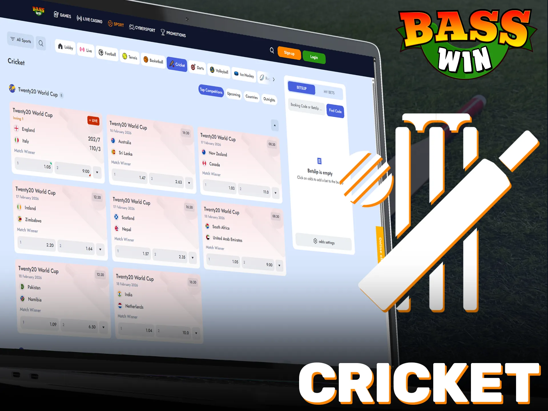 Enjoy competitive Cricket odds via the mobile Basswin app.
