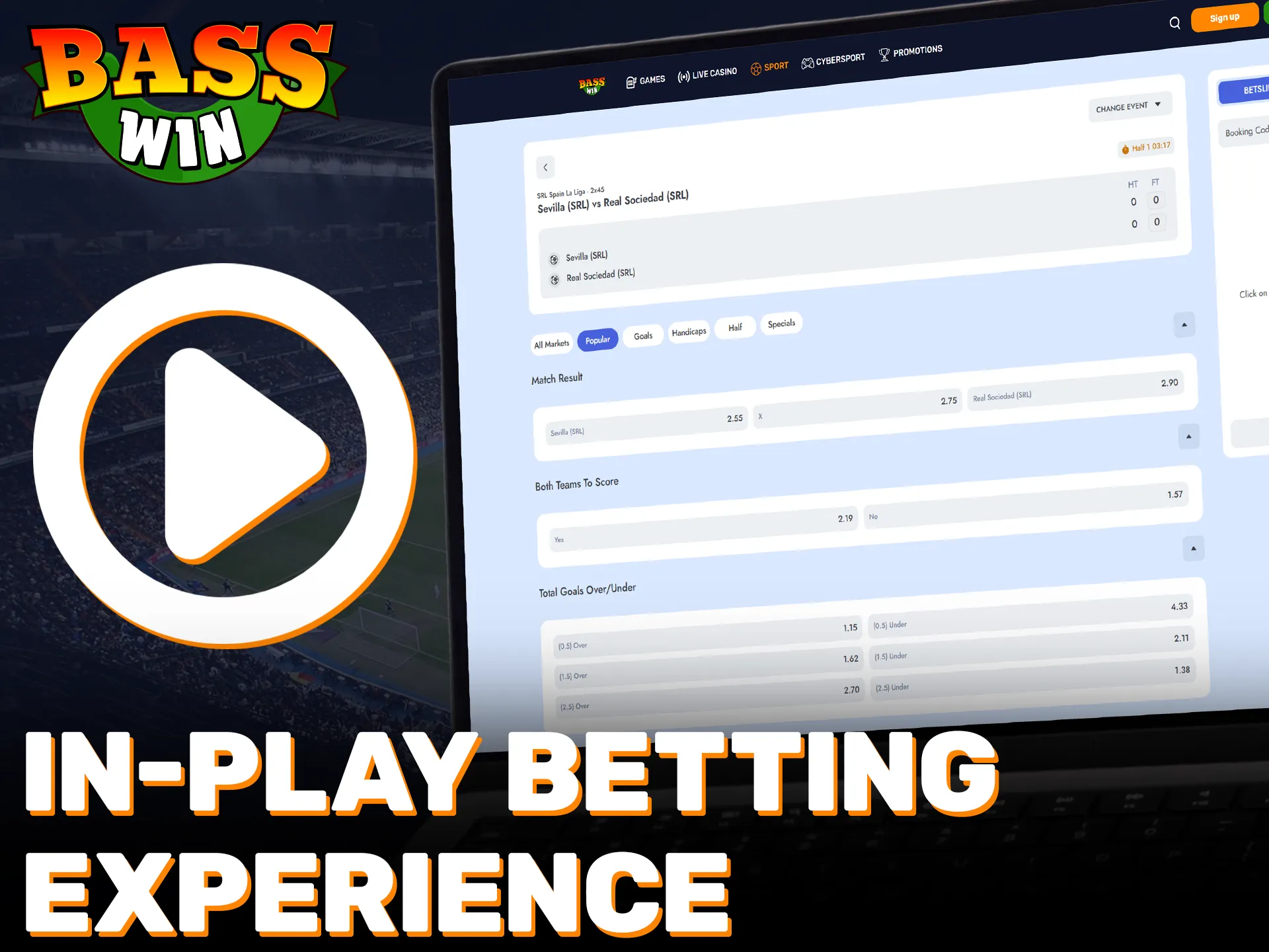 Join the Basswin in-play betting experience for live excitement.