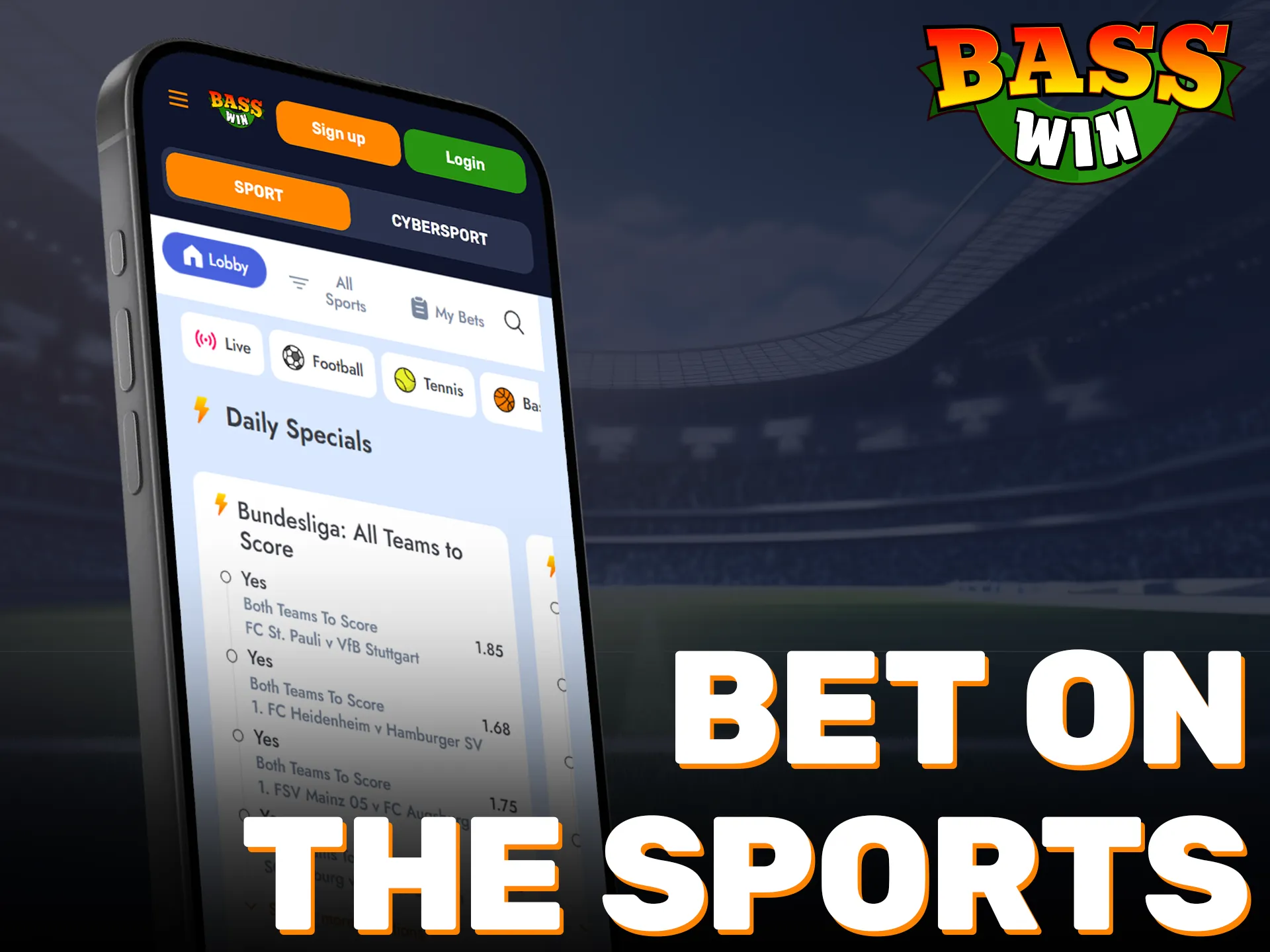 Bet on sports you follow using the official Basswin iOS platform.