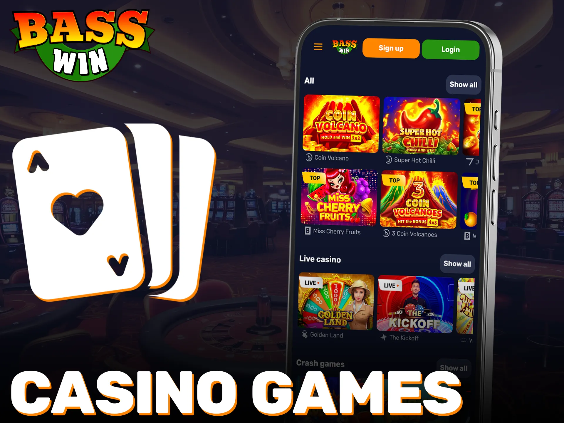 Enjoy the best casino games on your Basswin iOS mobile device.