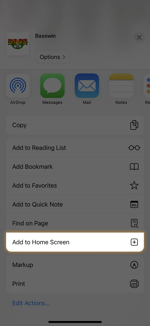Add the Basswin iOS shortcut to your Home Screen for instant access.