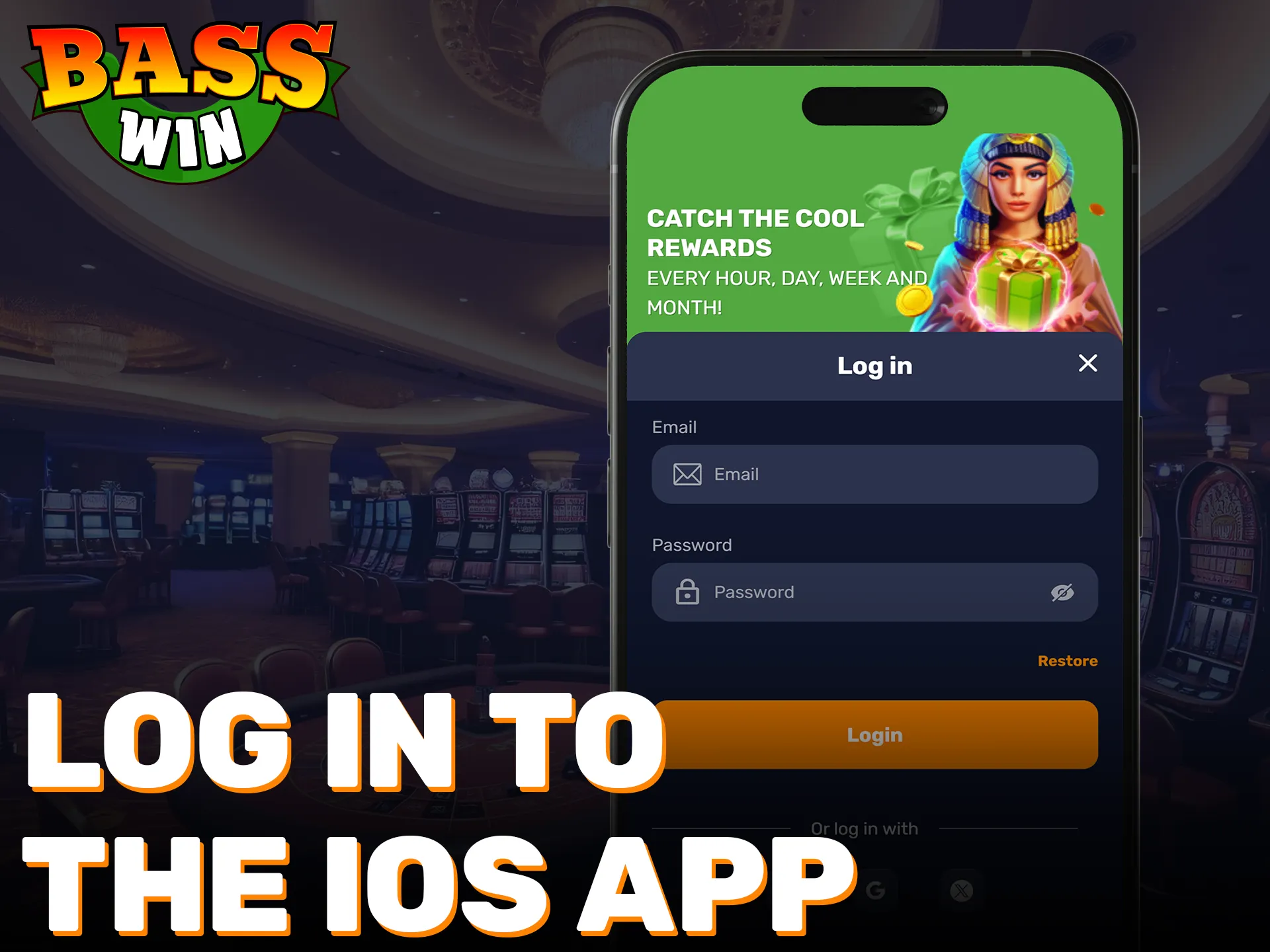 Log in to your personal Basswin iOS profile and start winning.