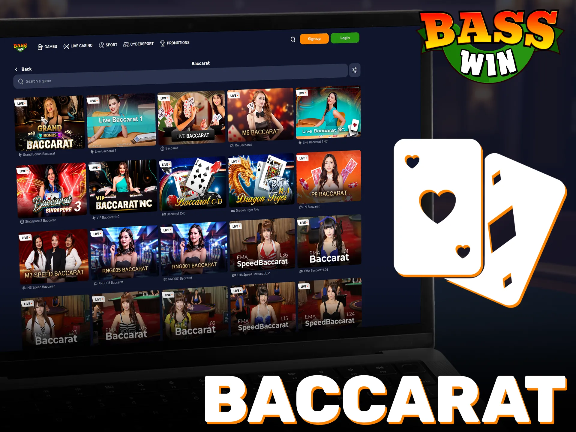 Bet on Basswin live casino baccarat for an authentic gaming experience.