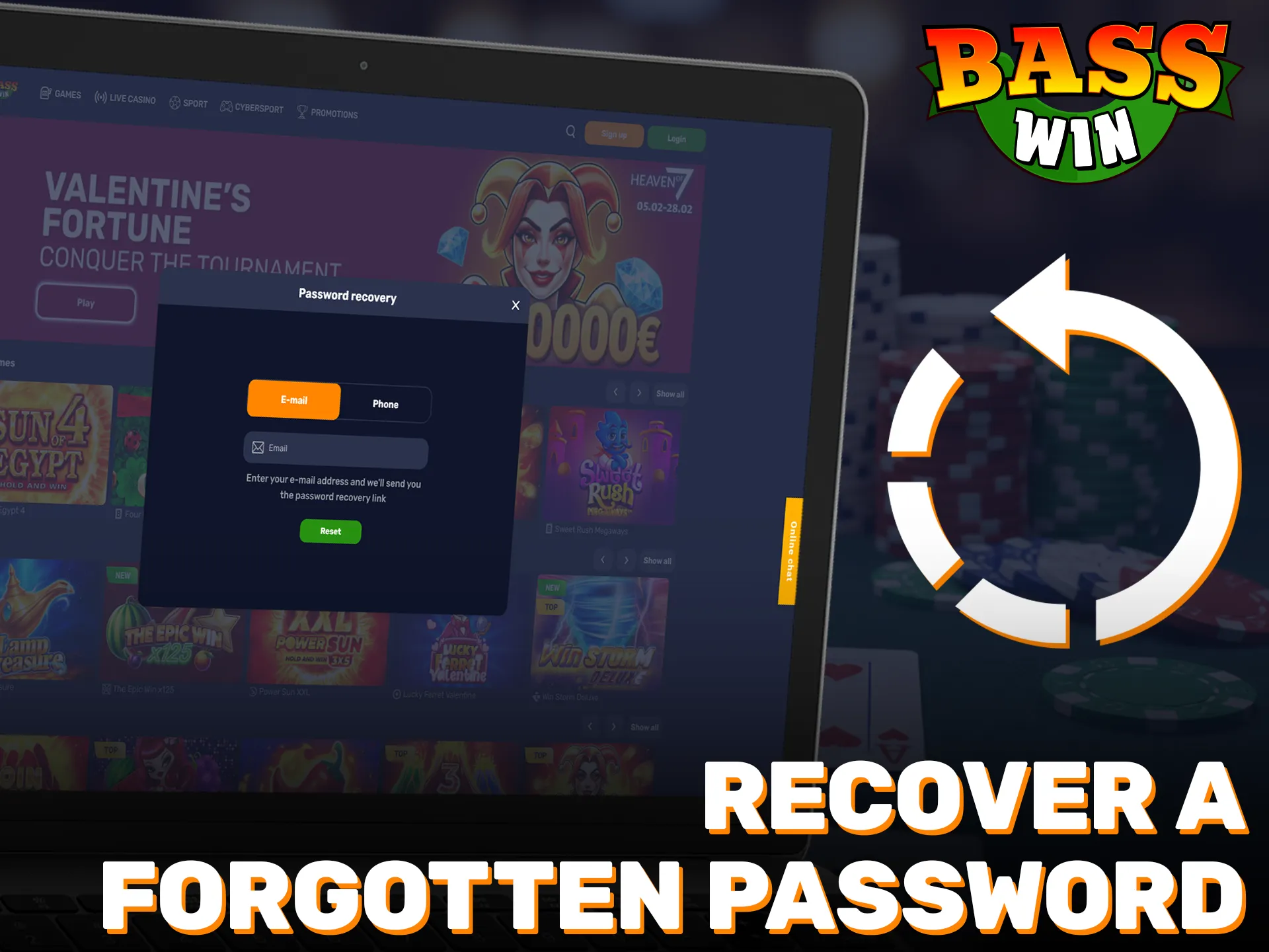 Recover your forgotten password to regain access to your Basswin login.