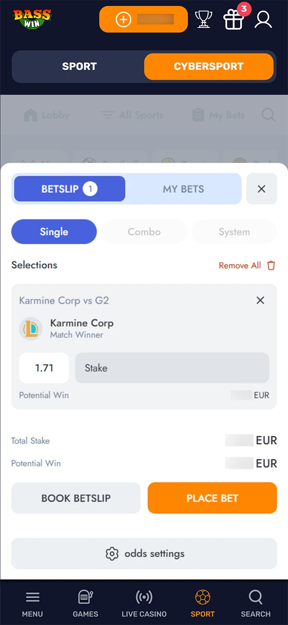 Place your LoL bet and enjoy the action at Basswin.