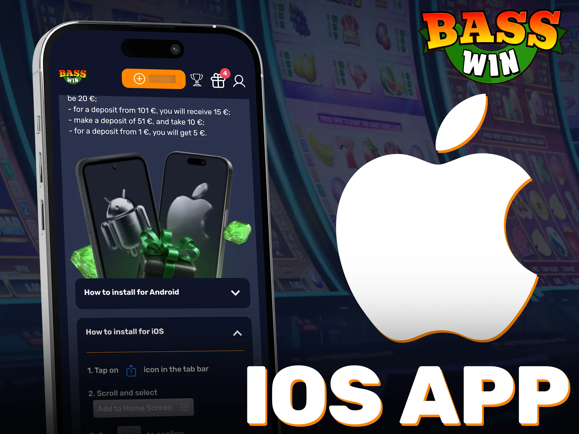 Enjoy iOS betting on the go with the Basswin mobile application.