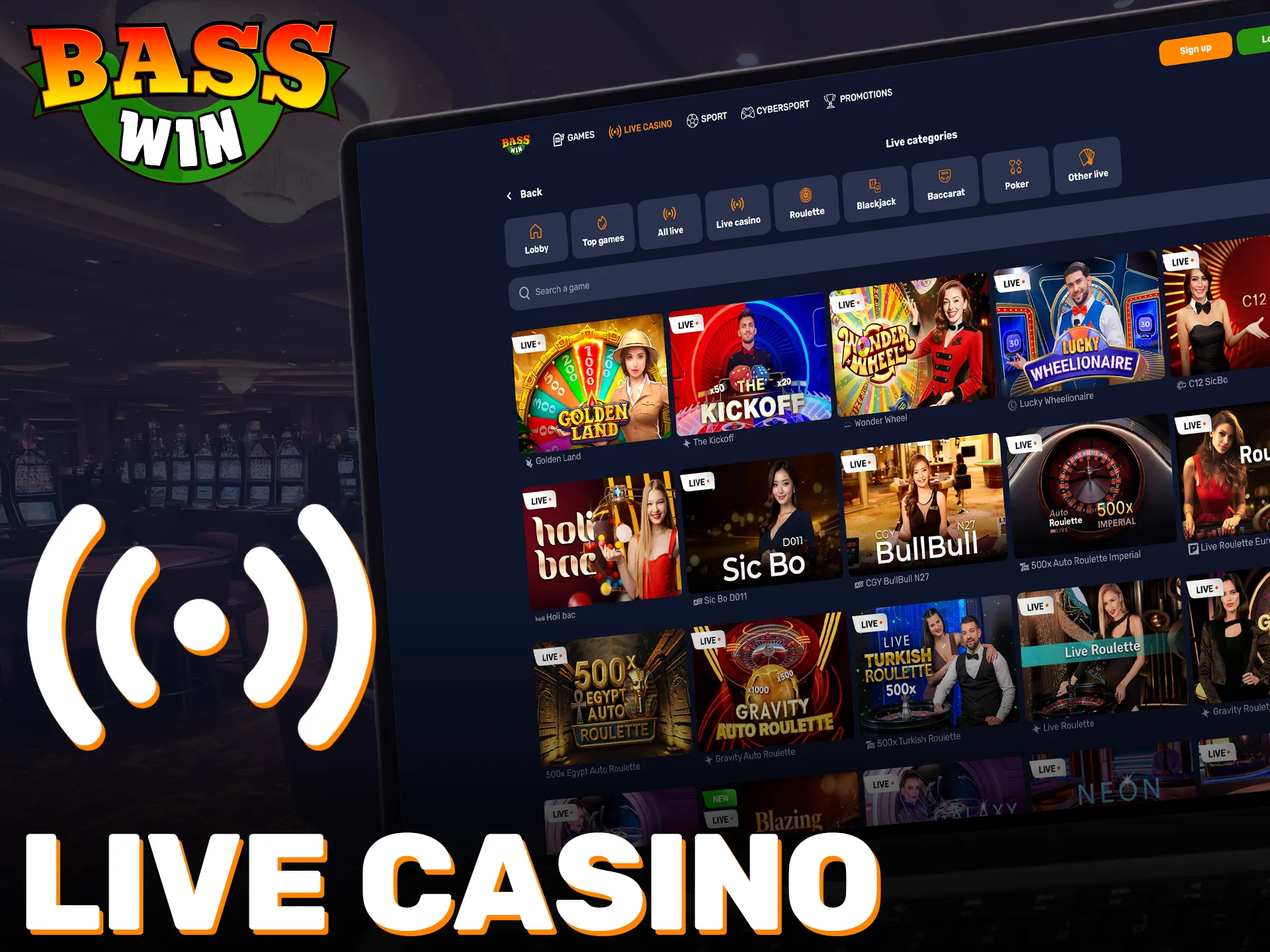 Visit the Basswin live casino for real-time play with professional dealers.
