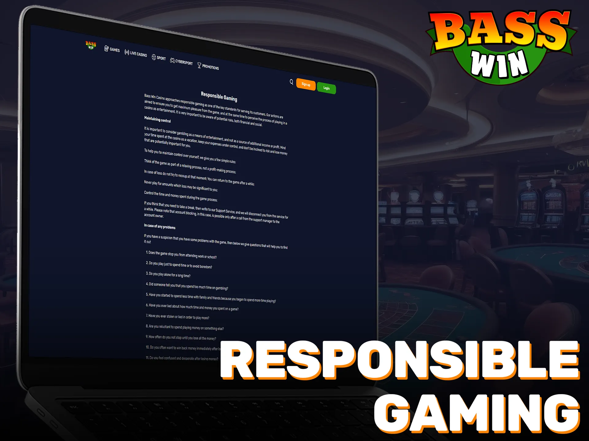 Practice responsible gaming at Basswin and manage your betting habits.