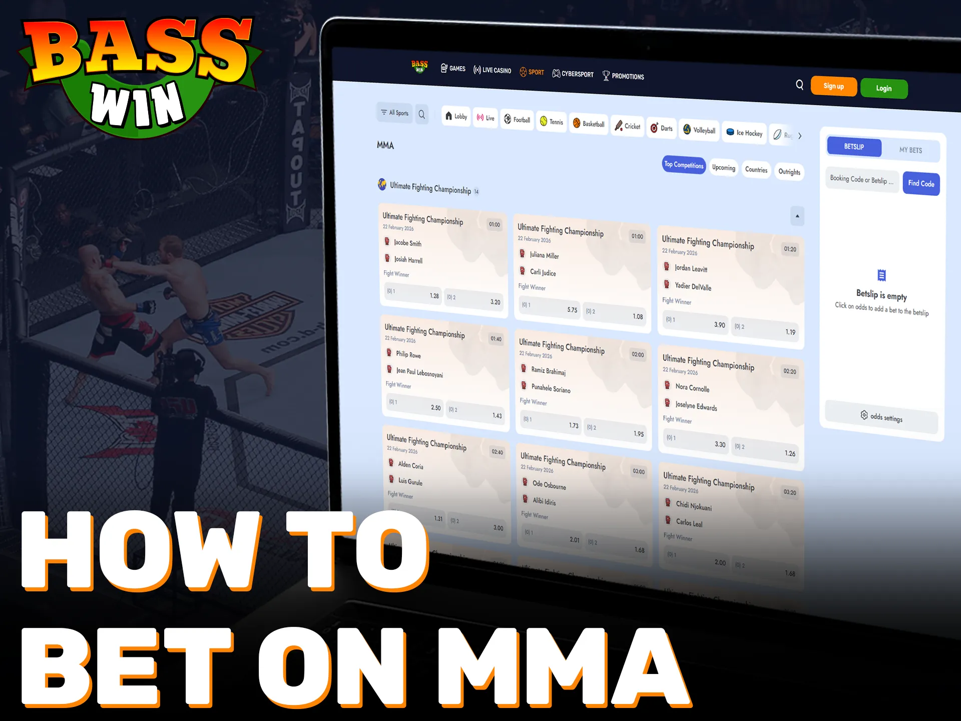 Start betting on MMA at Basswin and enjoy high odds today.