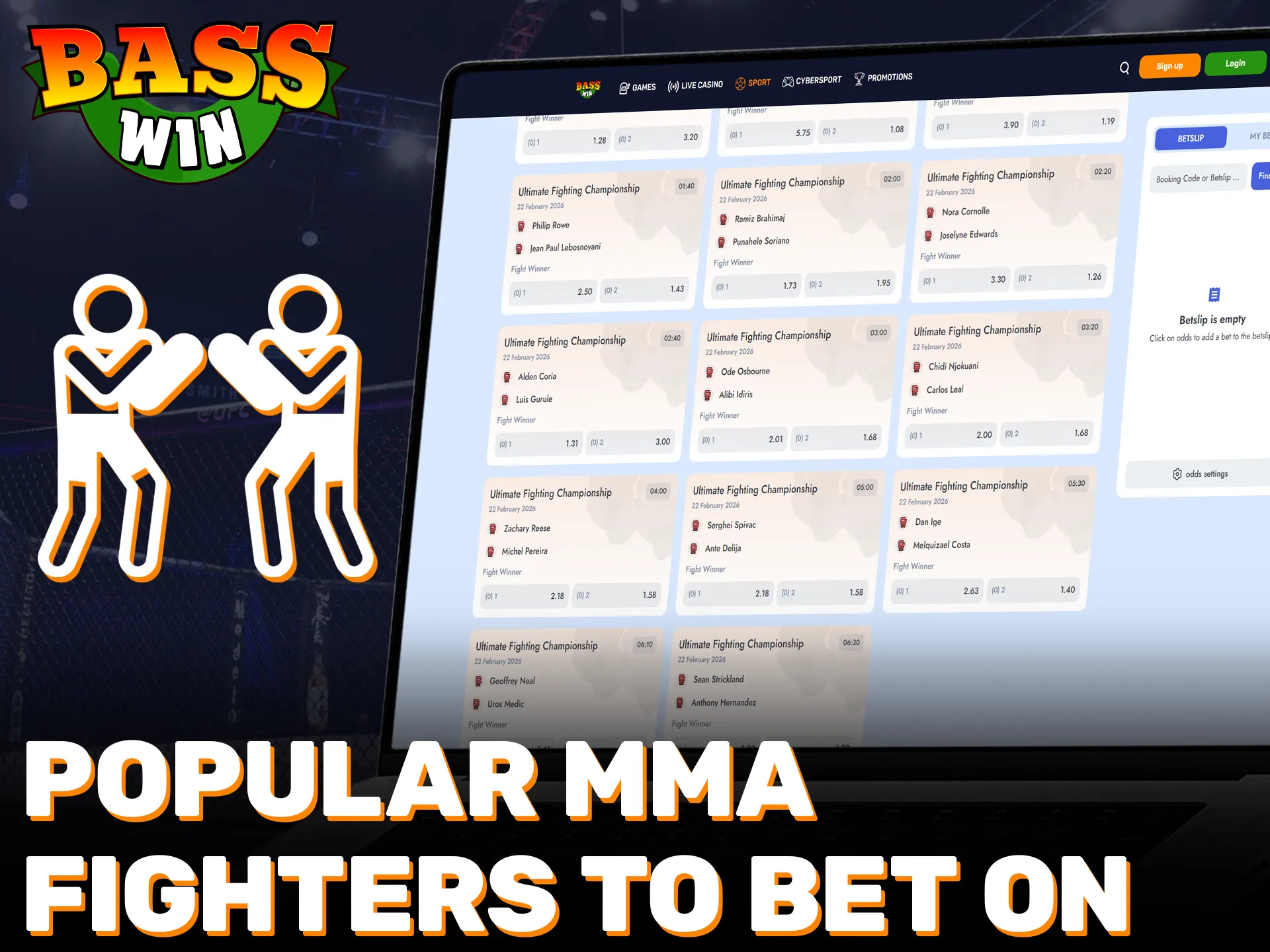 Bet on your favorite MMA fighters through the Basswin sportsbook site.