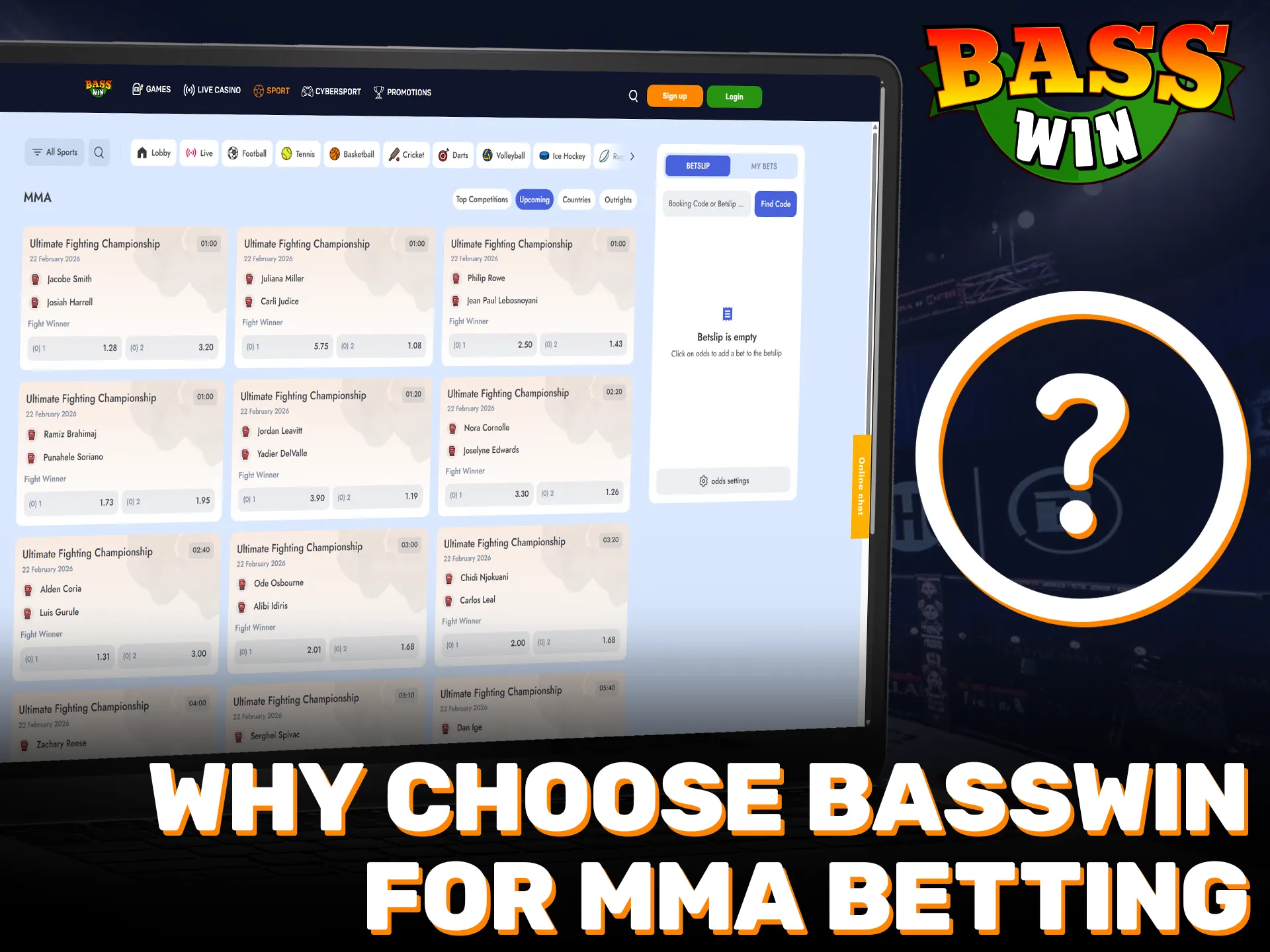 Choose the Official Basswin platform for the best MMA betting experience.