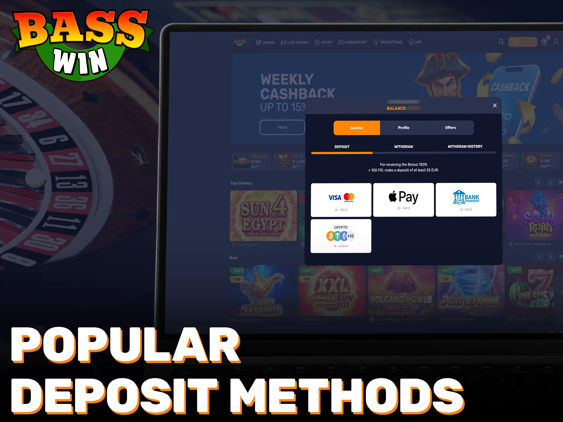 Explore reliable deposit options available on the Basswin payments website.