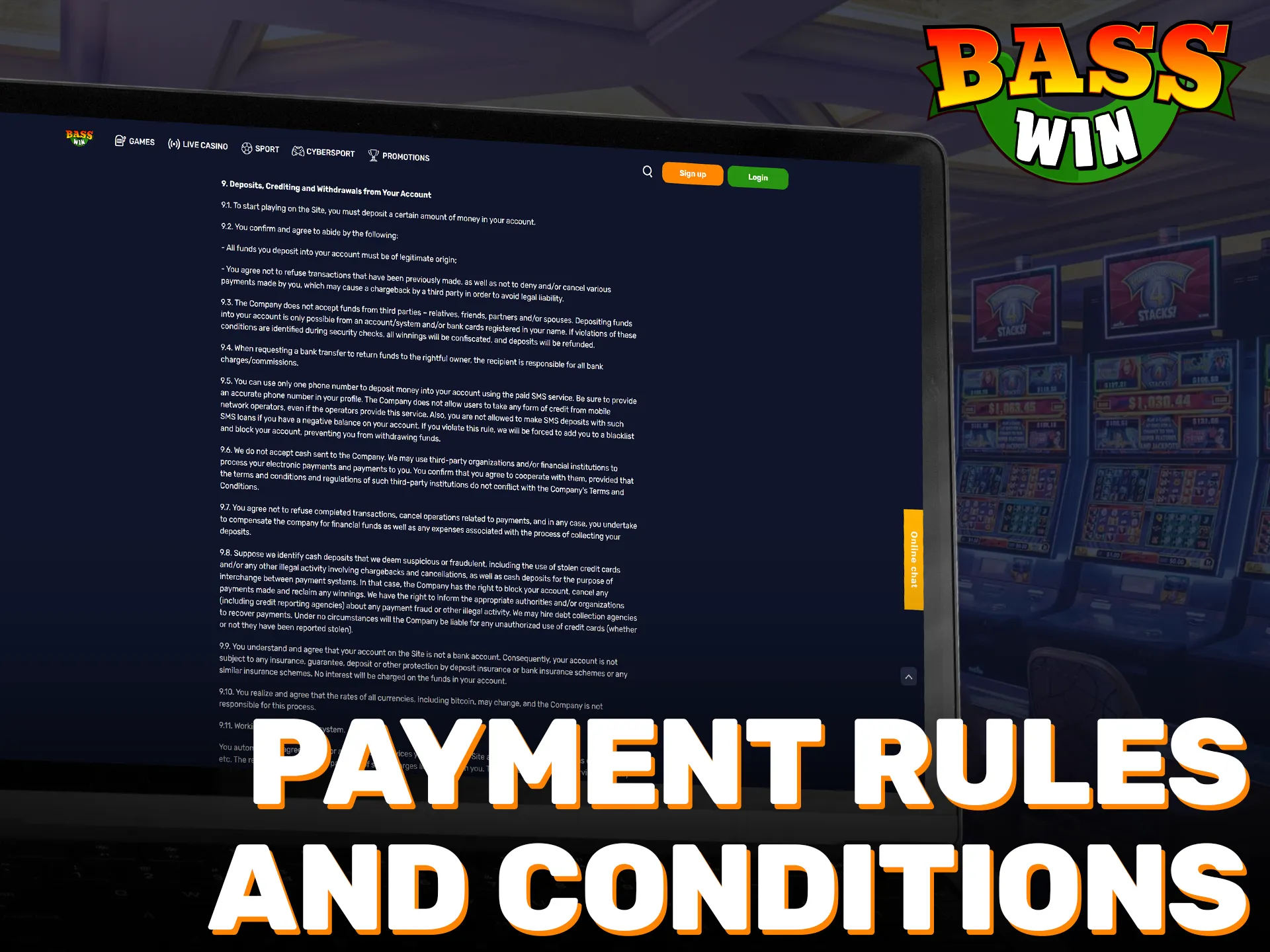 Review the essential financial terms on the Basswin payments platform.
