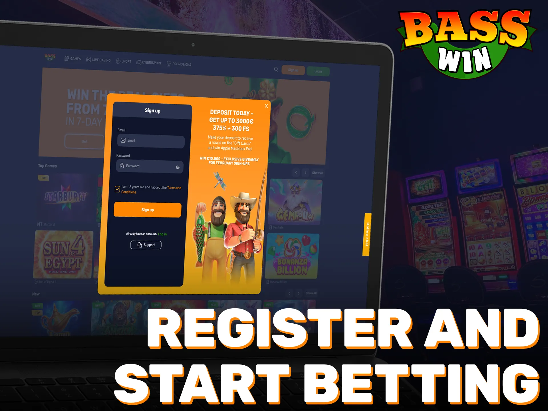 Join the official Basswin platform and begin placing bets on your desktop.