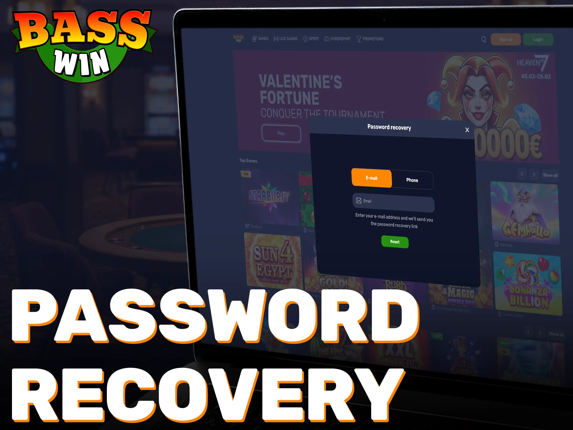 Use the password recovery tool to regain access to your Basswin registration.