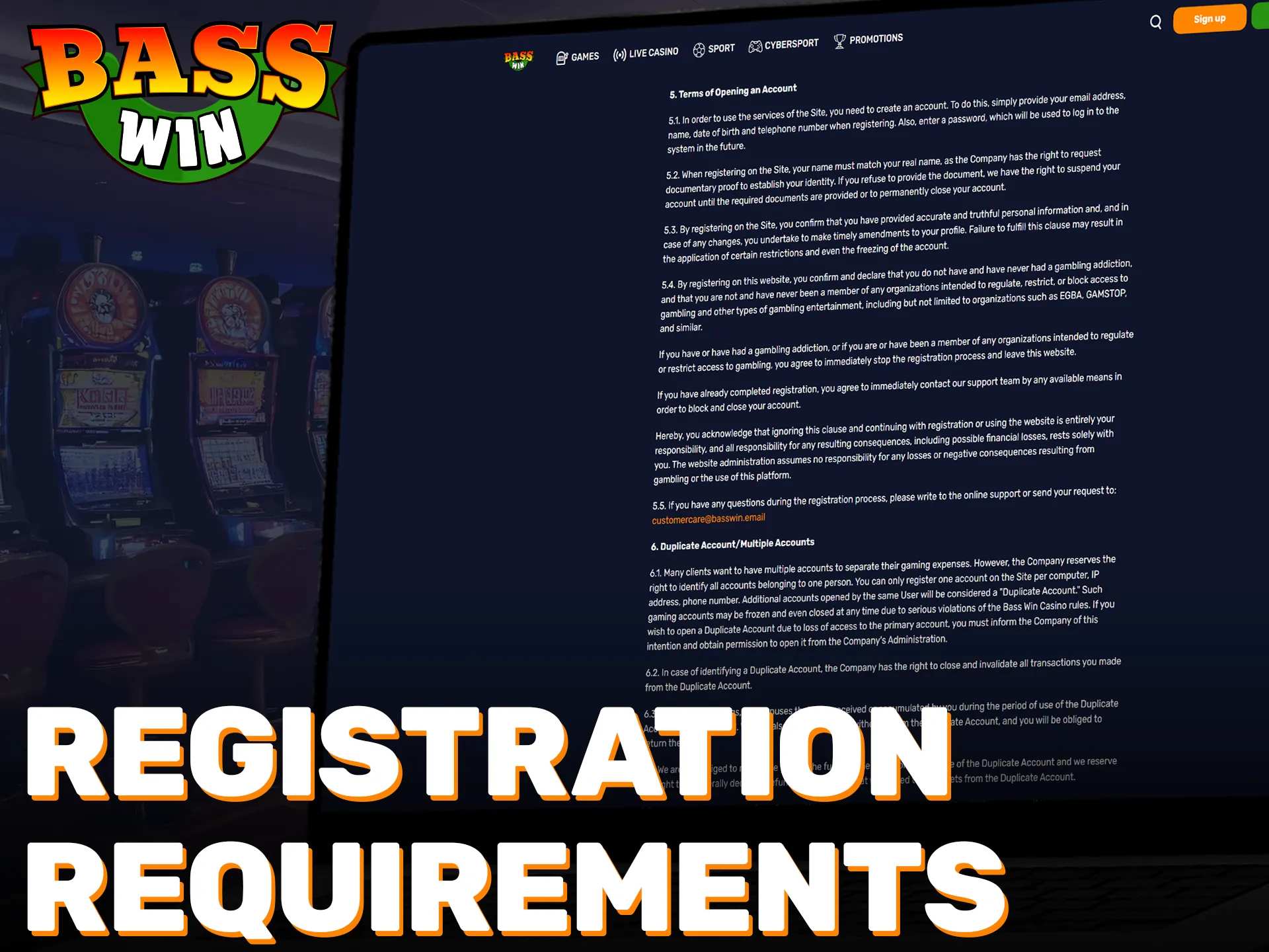 Review the mandatory Basswin sign up requirements for UK residents.